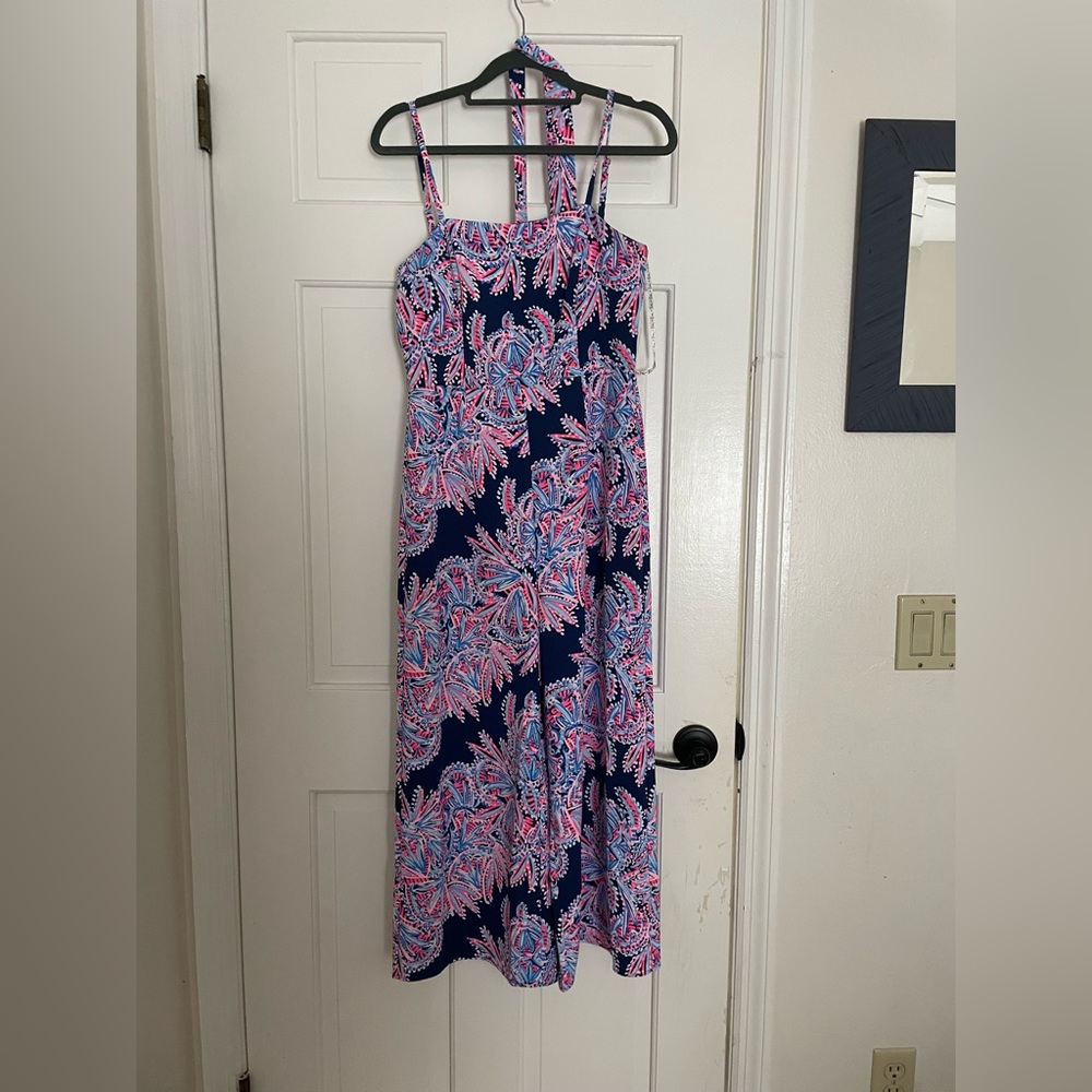 Lilly Pulitzer Spaghetti strap navy and pink jumpsuit